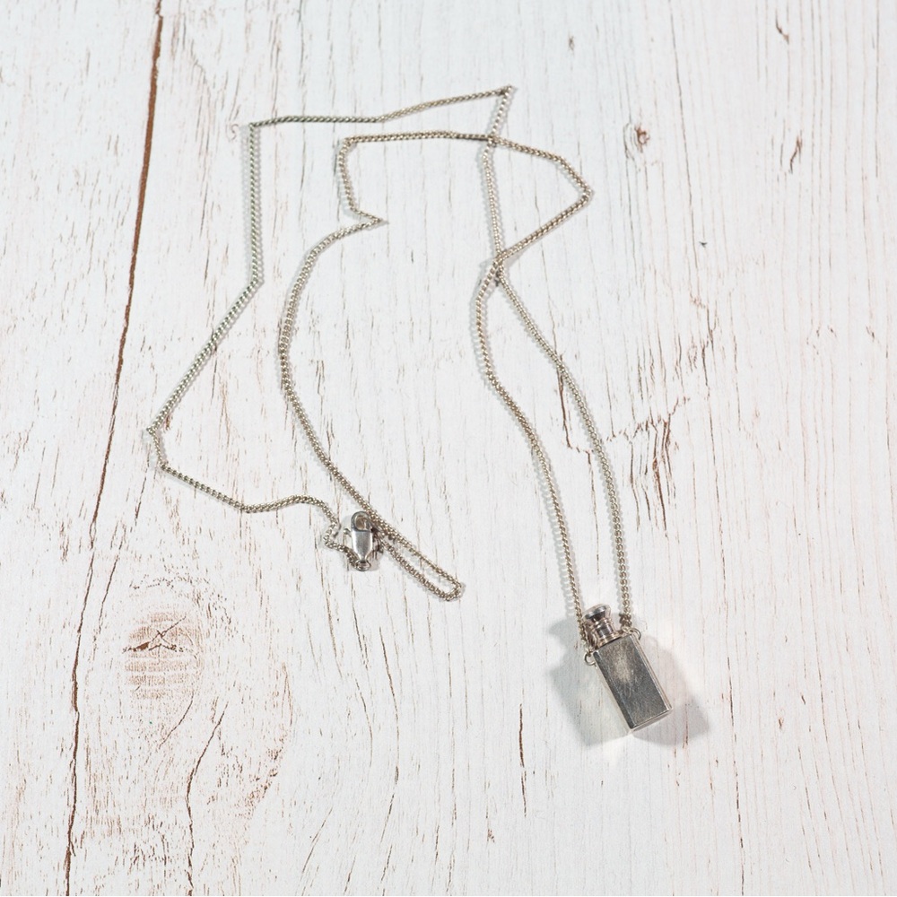 Vintage Sterling Silver Perfume Bottle Necklace